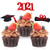 Kederwa 48pcs Graduation Cupcake Toppers 2021 Red Graduation Cupcake Picks Glitter Grad Cupcake Topper for 2021 Graduation Cupcake Decorations