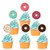 18Pcs Glitter Donut Theme Cupcake Toppers For Candy Doughnut Theme Birthday Wedding Party Summer Baby Shower Donut Grow Up Party Decoration Supplies