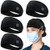 Headbands with Button for Mask Wide Nurses Headbands Non Slip Elastic Ear Protection for Women Men Doctors Sweatband Head Wrap -4 Pack 4 Black-
