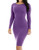 Women's Pencil Bodycon Dress Sexy Casual Long Sleeve Ruched Tight Midi Club Party Dress Purple S