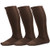 TeeHee Microfiber Compression Knee High Socks with Rib 3-Pack -Medium -9-11- Brown-