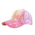 Tie Dye Mesh Trucker Hat Ponycap Messy High Bun Ponytail Adjustable Baseball Cap -Pink-