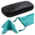 Hard eyeglass case - Glasses Case Hard Shell with Microfiber Drawstring Pouch and Cleaning Cloth - Protective Small sunglasses case for women by MyEyeglassCase -AS126 Black-Turquoise-