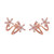 Hiqmic 925 Sterling Silver Flowers Wave Curved Zirconia Ear Clip Earrings White Gold Plated Fashion Jewelry Gift_WK90105-Rosegold