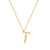 MEVECCO Gold Dainty Initial Necklace 18K Gold Plated Large Big Letters Pendant Necklace Hammered Script Name Monogram Necklaces Personalized Alphabet Letter Pendant for Women T