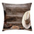 Ambesonne Western Throw Pillow Cushion Cover, Authentic American Rodeo Items Lasso Hat Boots Horseshoe Rustic Wooden House, Decorative Square Accent Pillow Case, 20 X 20 Inches, Brown Cream Tan