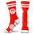 Basketball Woven Mid-Calf Socks - Classic Stripe  and  Ball - Red  and  White
