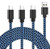 USB C Cable 3A Fast Charging 6FT 3Pack Nylon Type C Phone Charger Cord for Samsung Galaxy Note 20 S9 S8 S10 S20 FE A10e A01 A11 A20 A21 A50 A51 LG K51 Stylo 6 5 Q7 V60
