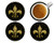 Fleur de Lis Coasters Black and Gold Neoprene Coasters Set of 4