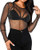 Bellelovin Women's Sheer Mesh Tops Long Sleeve Glitter Sexy Tops See Through Blouses -Black Large-