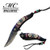 8.5" Native American Indian Spring Assisted Open Pocket Knife Damascus Feather