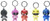 Saban SDCC 2017 Exclusive - Power Rangers 3D Foam Key Ring - 5 Pc Set Novelty Accessory