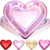 24 Pieces Thick Heart Shaped Paper Plates Disposable Party Plates 10.6 Inch Large Size Dinnerware Plates Decorative Tableware for Mother's Day Wedding Birthday Grad Party Valentine's Day -Laser Pink-