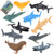 IAMGlobal 10 Pcs 7 Inch Sea Animals Figure Toys with Cute Map Huge Whale and Shark Toy Figures Plastic Animal Toy Set Realistic Ocean Creatures Large Deep Sea Animals Kids Figure Bath Toy