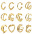 FIBO STEEL 18K Gold Plated Ear Cuffs for Women Non Pierced Ears Huggie Cuff Earrings Clip On Cartilage 12Pcs