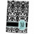 3D Rose Letter M Monogrammed Mint Blue Black and White Damask Pattern-Classy Personalized Initial Towel 15" x 22" Multicolor