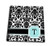 3dRose db_154369_3 Letter T Personal Monogrammed Mint Blue Black and White Damask Pattern Classy Personalized Initial Mini Notepad 4" x 4"