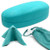 Hard Sunglasses Case - Large Eyeglass Case Hard Shell - Glasses Case comes with Soft microfiber drawstring pouch and Cleaning Cloth -AS113 Teal-