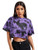 SOLY HUX Women's Tie Dye Short Sleeve Tee Casual Crop Top T Shirt Purple M