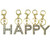 ZHU YU CHUN 5Pcs Gold Initial Letter Keychain Alphabet Happy Charm Crystal Rhinestone Keyring Purse Pendant for Handbag Backpack Bag Decoration Craft Making Car Keychain Gift -Happy-.