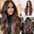 HAIRCUBE Long Ombre Brown Hair Wig for Women Synthetic Curly Hair Wig Middle Parting 26" HAIRCUBE Long Ombre Brown Hair Wig for Women Synthetic Curly Hair Wig Middle Parting 26"