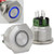 JacobsParts Latching Pushbutton ON-OFF Maintained Power Switch Circular Metal Silver with Blue LED fits 1-1-8" -28mm- Diameter Panel Cutout Hole