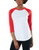 TSLA Women's 3-4 Sleeve Baseball Jersey Shirts Casual Dynamic Cotton T-Shirt Quarter Sleeve Raglan Tops Dyna Cotton 3-4 Sleeve-fts32- - White  and  Red X-Small