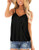 NIASHOT Women's Tanks Tops Loose Fit Sleeveless Tops V Neck Spaghetti Sexy Blouse Black L