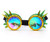 Kaleidoscope Rave Goggles Rainbow Crystal Lenses Steampunk Glasses Chrome