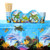 Ocean Party Tableware Supplies Bundle for 16 Guests: Straws, Dessert Plates, Beverage Napkins, Cups, and Table Cover