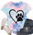 LUOFANG Paw Love Shirt Dog Lover Shirts for Women Paw Print Heart Tee Shirt Cute Dog Mom Short Sleeve Tee Tops Colorful Medium