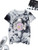Romwe Women's Plus Size Tie Dye T Shirt Short Sleeve Round Neck Graphic Tee Tops Black and White 2XL
