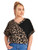 Romwe Women's Plus Size Leopard Print Batwing Short Sleeve V Neck T Shirt Tee Tops Coffee Brown 4XL
