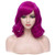 BERON Women's Short Purple Wavy Bob Wig Curly Wig with Bangs Halloween Cosplay Wig Daily Use Synthetic Wigs -Purple Red-