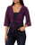 Star Vixen Women's Petite 3-4 Sleeve Tiefront Shrug Plum Solid PS