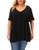 Gboomo Women's Plus Size Tops Pleated V Neck Tunics Short Sleeve Flowy T Shirts Black 2X