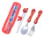 Disney Lightning McQueen Fork Spoon Training Chopsticks Flatware Utensil Cutlery Dinnerware Tableware Set with Case 4 pieces - Red