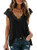 FARYSAYS Women's V Neck Lace Trim Tank Tops Casual Loose Sleeveless Blouse Shirts Black XX-Large