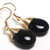 Natural Stone Wire Wrap Dangle Drop Earrings Gold Plated 925 Sterling Silver Hook-Black Onyx Water Drop