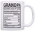 Fathers Day Gifts for Grandpa Nutritional Facts Label Funny Gifts for Grandpa Gag Gift Coffee Mug Tea Cup White