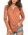 KILIG Women's Long Sleeve V-Neck Button Loose Casual Tunic Tops Blouse Henley T Shirts-D15-OrangeMedium-