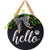 Hello Sign for Front Door Decor - Front Porch Decor - Rustic Hello Door sign with cute paw print- 12 X12 inch welcome sign for front door- spring door decor- Hello Front door sign- wall pediments