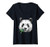 Womens Panda Bear Face Shirt Eating Bamboo Gift V-Neck T-Shirt