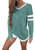 MISSLOOK Women's Color Block Shirts Baseball Tees Long Sleeve Striped Tunics Blouses Tops - Green M
