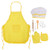 11PCS Pretend Play Kitchen Toys Cooking Costume Apron Cookie Cutters Oven Mitt Chef Hat Cake Baking Kit for Kids-Yellow-