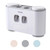 LOYUYU Toothbrush Holder Multifunctional Set Wall Mounted Automatic Toothpaste Dispenser Kit with 5 Toothbrush Slots 4 Cups 2 Toothpaste Squeezer Gray