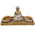 Sitting Meditating Buddha Statue Figurine with Lotus Candle Holder Burners Buddhist Decor for Desk and Home Zen Decoration -Gold Vintage Finish-