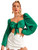 SOLY HUX Women's Tie Knot Front Bishop Long Sleeve Crop Top Blouse Green XS