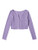 SOLY HUX Women's Button Front Lettuce Trim Long Sleeve Crop Top Waffle Knit Tee Deep Purple M