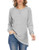 LERUCCI Women Side Split Tunic Sweatshirt Long Sleeve Loose Fall Pullover Tops Light Grey Medium